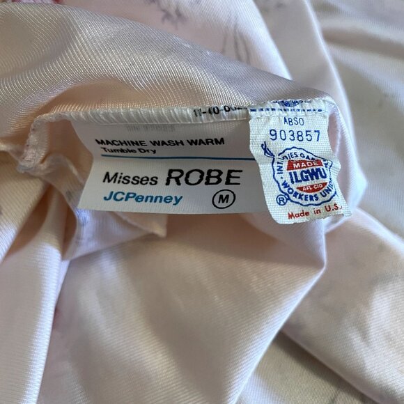 80s Vintage Deadstock JCPenney Pink Floral Nylon Midi Nightie and Robe Set M - Picture 7 of 8